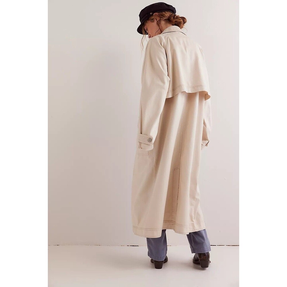 Free People We The Free Perry Military Duster Coat Jacket Top Cotton M 278612 - Picture 4 of 8